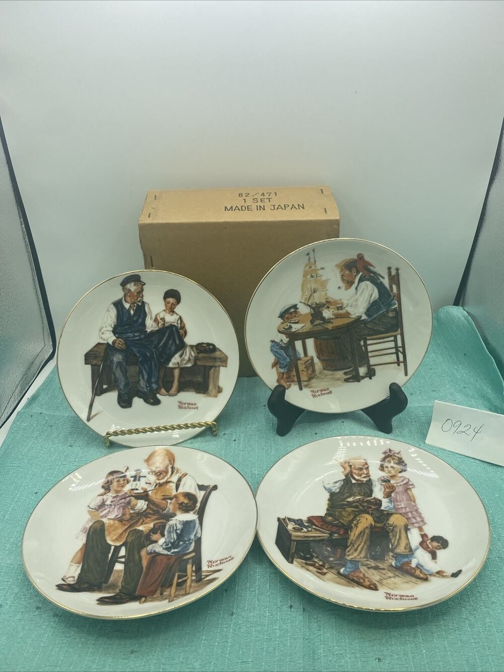 Limited Edition Norman Rockwell Set of 4 1982 7" Plates Four Beloved Classics